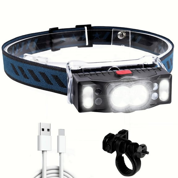 LED Smart Sensor Headlamp 2000 mAh Rechargeable Head Torch 7 Modes Working Headlight Outdoor Waterproof Flashlight Portable Emergency Lamp For Fishing Cycling Hiking