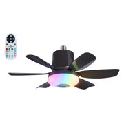 LED Smart Socket Fan Light, 47 Cm RGBW Ceiling Fan, E26 Screw-In Fixture With 3-Color Light, Adjustable Brightness And Hue, Remote Or Wall Control, Timer Settings