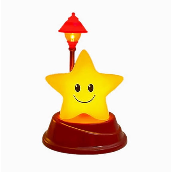 LED Smiling Face Star Night Light - Decorative Street Lamp Shaped Ambient Bedside Lamp with Soothing Lighting, Energy-Efficient LED Technology, Perfect for Kids, Bedrooms, Living Rooms & Gift Giving