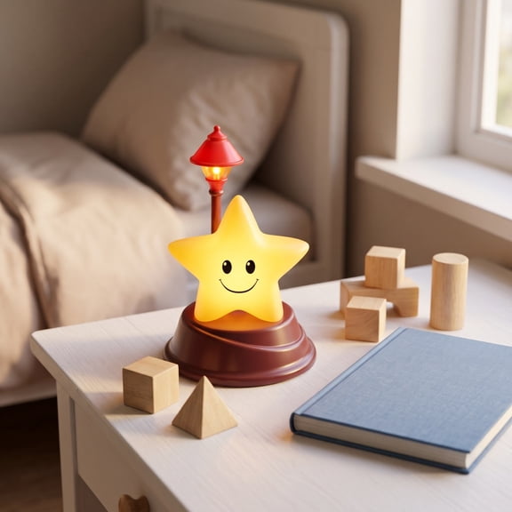 LED Smiling Face Star Night Light - Playful Street Lamp Design for Relaxing Ambiance, Energy Efficient Ambient Lighting, Perfect Decorative Touch for Bedrooms and Living Rooms