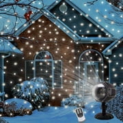 LED Snowfall Projector Lights Christmas Snowflake Projector Lamp with Wireless Remote Indoor Outdoor Waterproof Snow Falling Landscape Projection Light for Party Wedding Garden Decorations