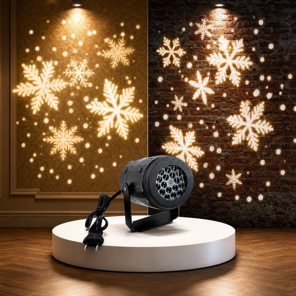 LED Snowflake Projector Light White Snowfall Projection Lamp Christmas Decor, B