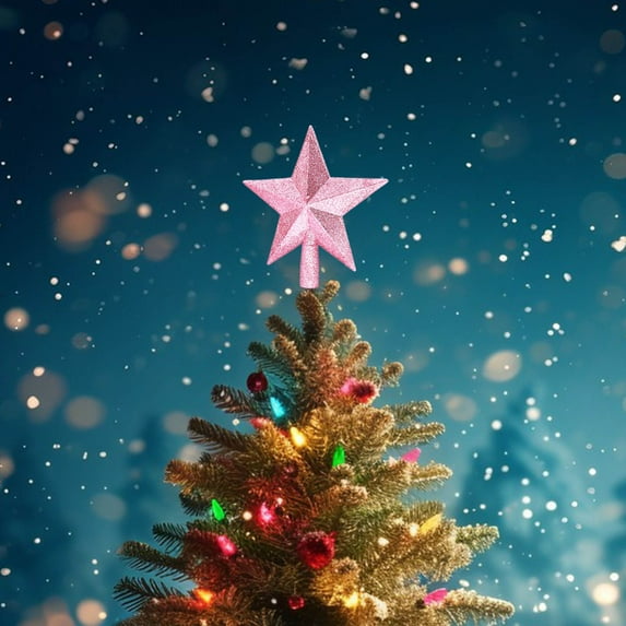 LED Snowflake Star Christmas Tree Topper with Rotating Projection Light - PVC Safe Decor for Holiday Parties & Gifts