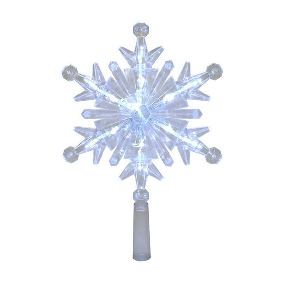 LED Snowflake Star Topper Plastic Christmas Tree Decoration 20cm Battery USB Powered Glittering Lighted Ornament Winter Romance Festive Home Party Centerpiece