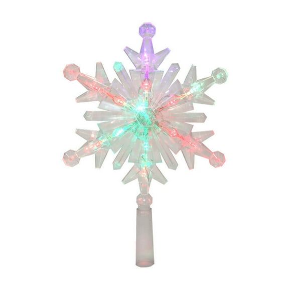 LED Snowflake Star Topper Plastic Christmas Tree Decoration 20cm Battery USB Powered Glittering Lighted Ornament Winter Romance Festive Home Party Centerpiece