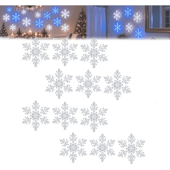 LED Snowflake Wall Lights, Set of 12 Light Up 3D Snowflake Wall Glow Decor, Blue & White LED Snow Flake Lights, Christmas Holiday Wall Decoration for Bedroom Living Room, Indoor Winter Decor