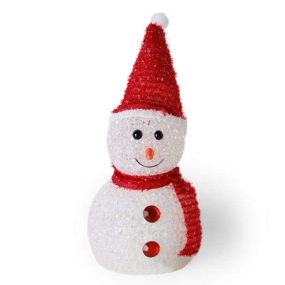 LED Snowman Light up Small Decoration Snowmen Lamp Night Light with Colorful Hat and Scarf Lighted Christmas Decorations Indoor Tabletop Battery Operated for Xmas Ornaments Home