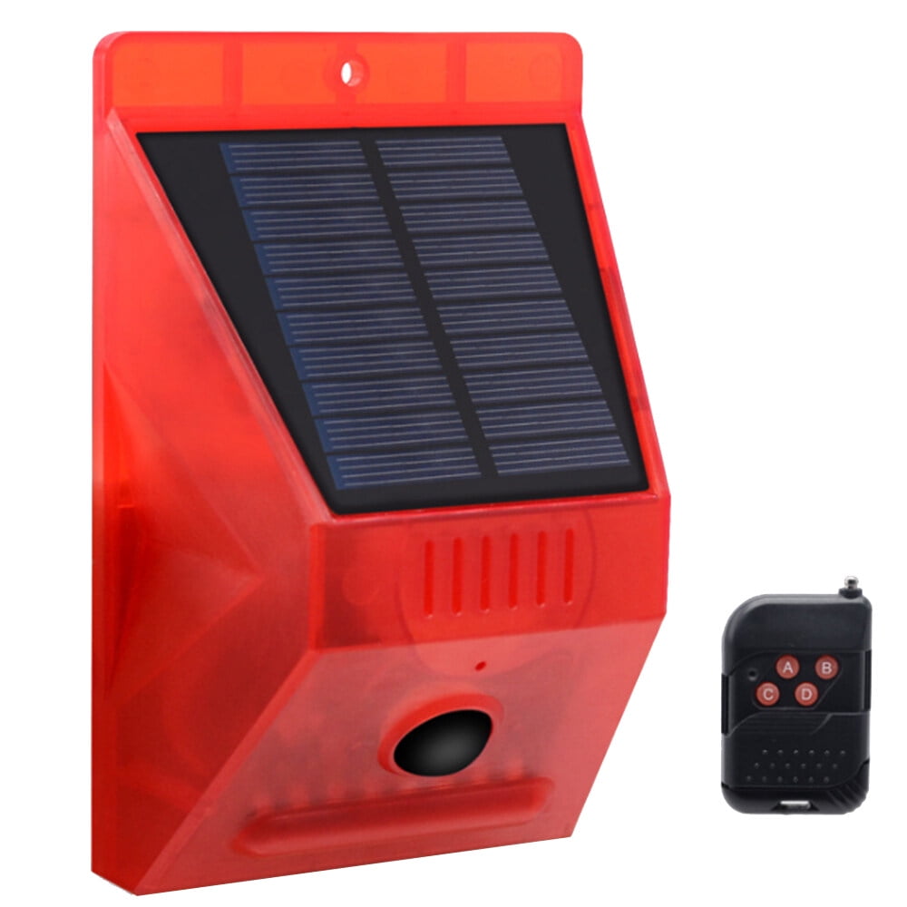 LED Solar Alarm Light Switch Remote Control Alarm Horn Outdoor Site
