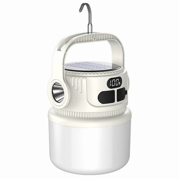 LED Solar Bulb Light Rechargeable Portable Lanterns Waterproof Outdoor Night Market Camping Tent Outage Emergency Lamp A,1 x camping light 1 x USB cable,Cream White