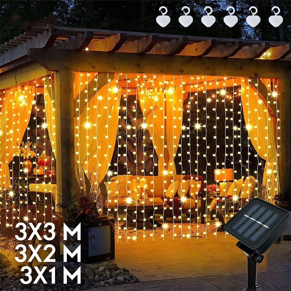 LED Solar Curtain Lights Christmas Fairy Garland String Light Xmas New