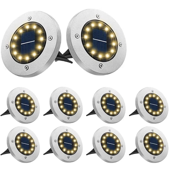 LED Solar Garden Lights, Waterproof Outdoor Solar Disk Lights, Stainless Steel Shell, Easy To Install, In-ground Outdoor Landscape Lights For Gardens Streets Sidewalks, Solar
