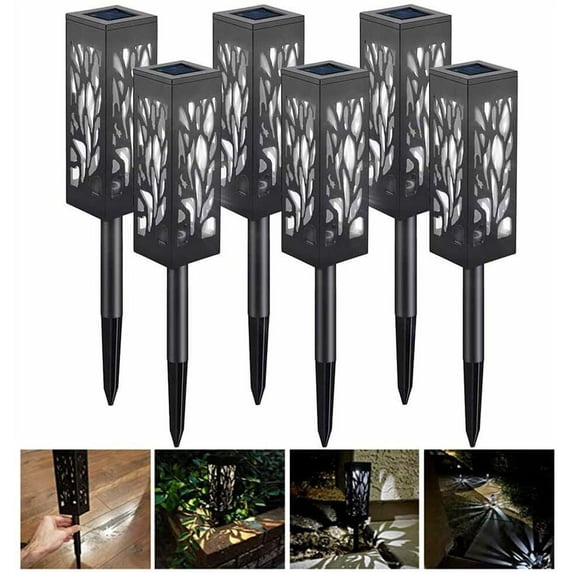 LED Solar Garden Pathway Lights, 6 Pack Waterproof Auto on/off Outdoor Landscape Lamp for Yard Patio Walkway, Cool White