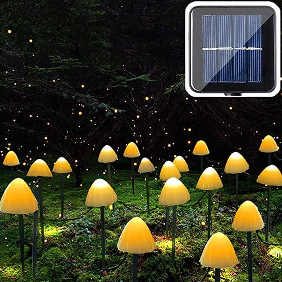 LED Solar Ground Inserted Mushroom Light String Outdoor Waterproof Holiday Light