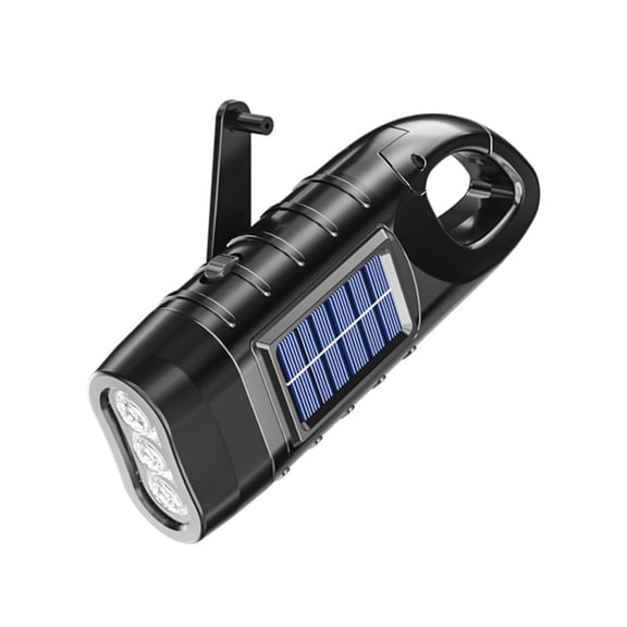 LED Solar Hand Crank Flashlight, Rechargeable Emergency Weather Radio, Portable Outdoor Camping Lantern with SOS Alert, IP44 Waterproof