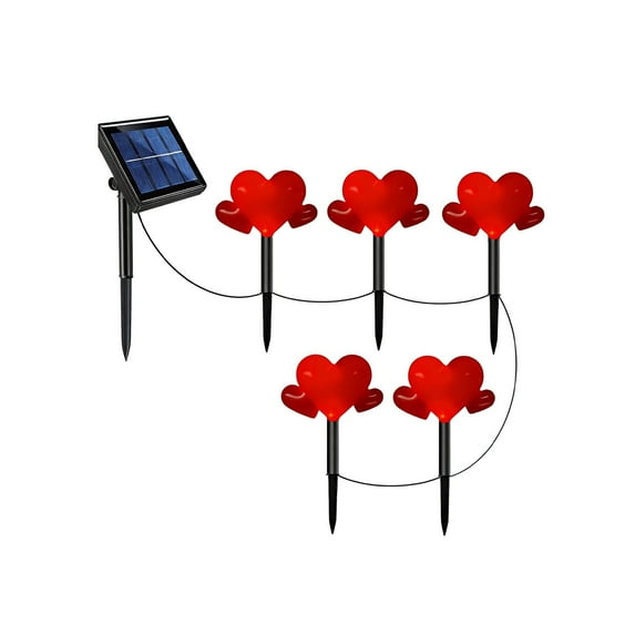 LED Solar Heart Stake Lights for Valentines Day Decor, Outdoor Waterproof Heart Shaped Light for Garden Pathway Flowerbed Porch Walkway