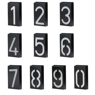 LED Solar House Number Light, Garden Numbers Solar Powered Address Sign LED Illuminated Outdoor Plaques and Wall Art Lighted Up for Home Yard Street (Digit 6)