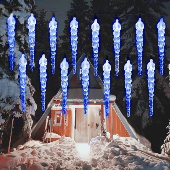LED Solar Icicle String Lights, 23Ft 50 LED Waterproof Crystal Icicle Christmas Lights 8 Modes Fairy String Lights Decor for Window Gardens Patio Holiday