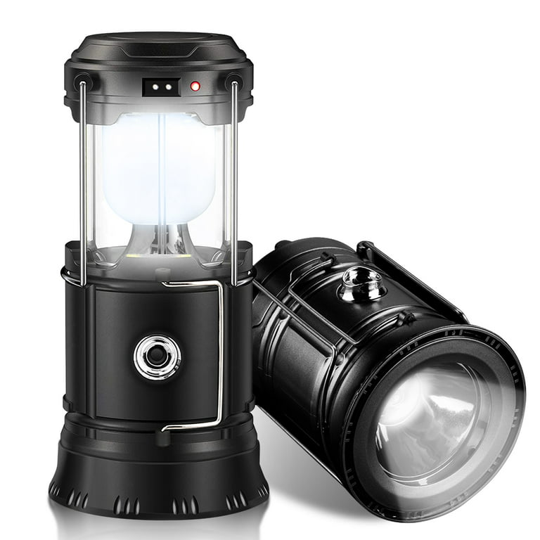 LED Solar Lantern Emergency - Camping Lantern for Power Outages Battery  Powered Flashlight Portable Rechargeable Survival Lights and Lanterns for  Home Indoor Fishing Hiking Hurricane Storm 2pcs 