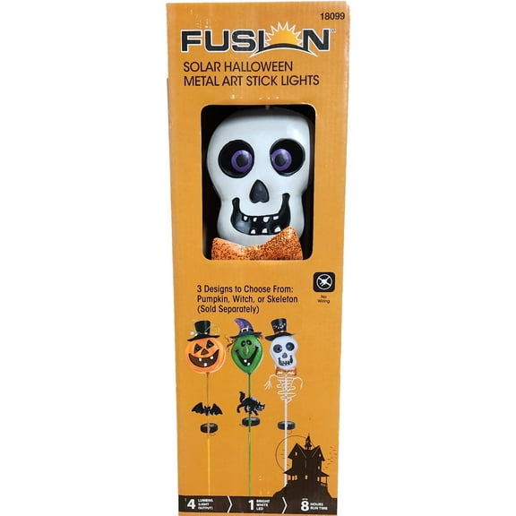 LED Solar Lighted Metal Skeleton Pathway Marker Halloween Yard Stake Decoration