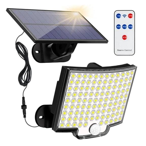 LED Solar Motion Light Outdoor Separate Panel Solar Flood Lights 4 Working Modes for Garden Garage Waterproof Wall Lights