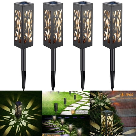 LED Solar Pathway Lights, 4 Pack Waterproof Auto on/off Garden Landscape Lamp for Yard Patio Walkway, Warm White
