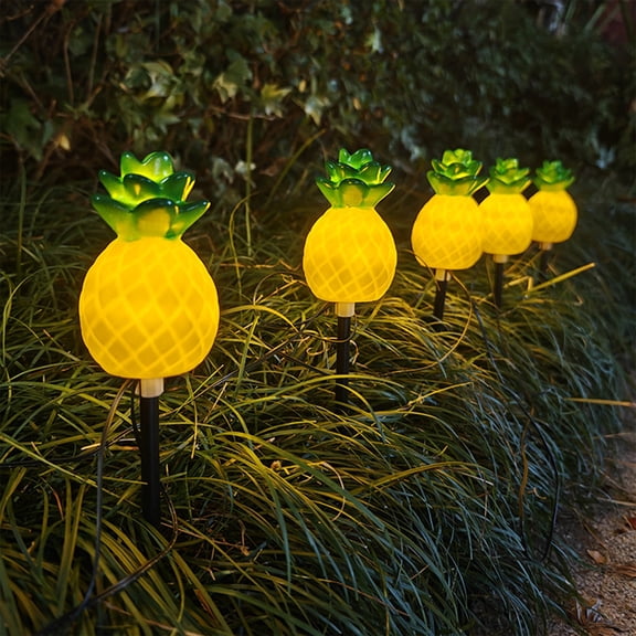 LED Solar Pineapple Ground Plug Light, Multicolor, High Brightness, Waterproof, Durable Plastic, Outdoor Garden Terrace Festival Decoration, Solar Powered, 37x6.5x6.5cm
