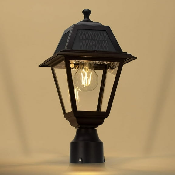 LED Solar Post Light, Cast Aluminum Solar Lamp Post Light,Dusk to Dawn Waterproof Pole Light Head, 200 lumens 3-inch Fitter Base for Outside (Without Base)