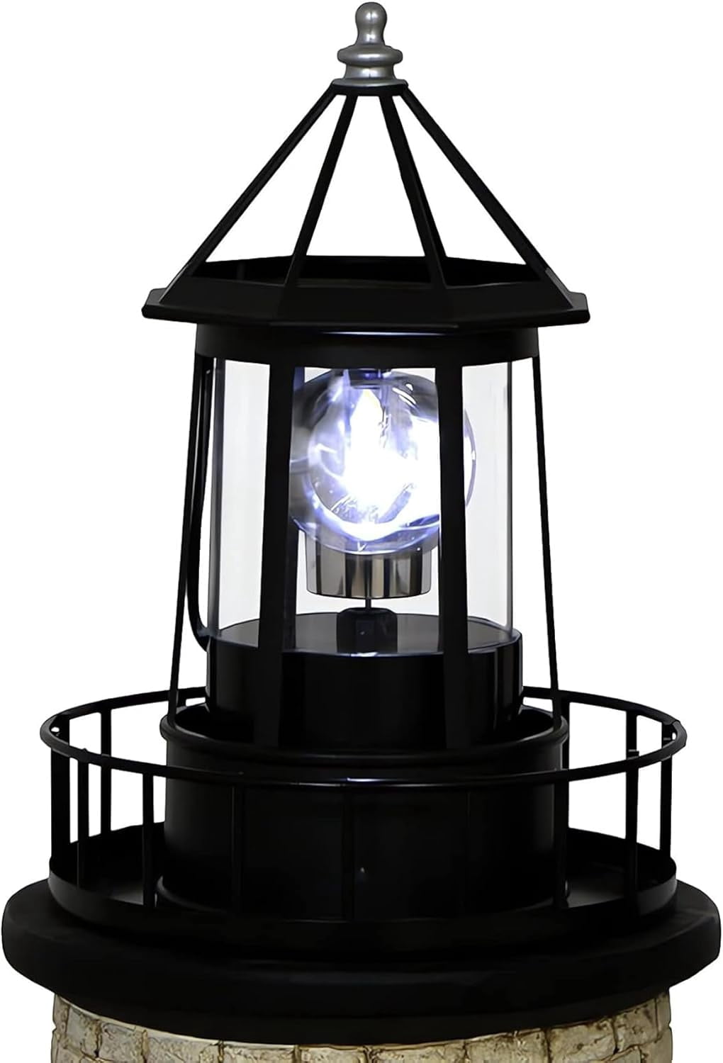 LED Solar Powered Lighthouse,360 Degree Rotating Lamp IP65 Waterproof ...