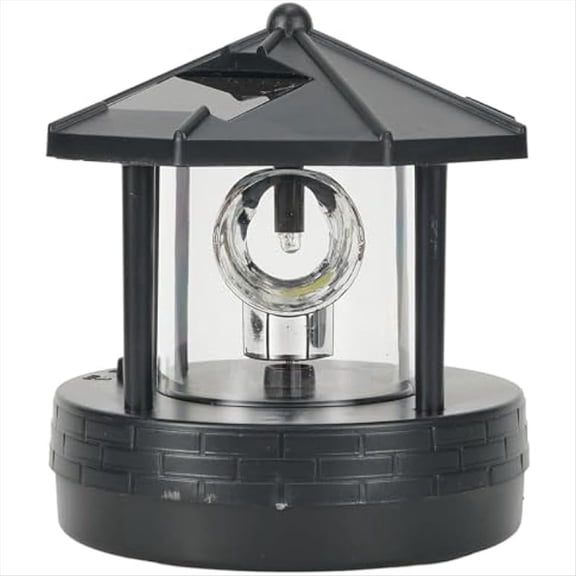 LED Solar Powered Lighthouse,360 Degree Rotating Lamp LED Solar Lighthouse Landscape Path Lights Garden Outdoor Decor B