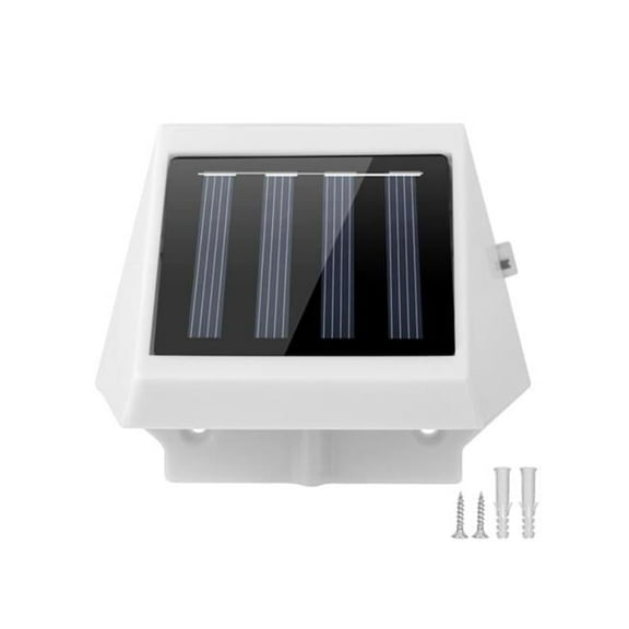 LED Solar Powered Stair Lights Dusk-To-Dawn Waterproof Garden Pathway Patio Fence Lamp, White - Unisex