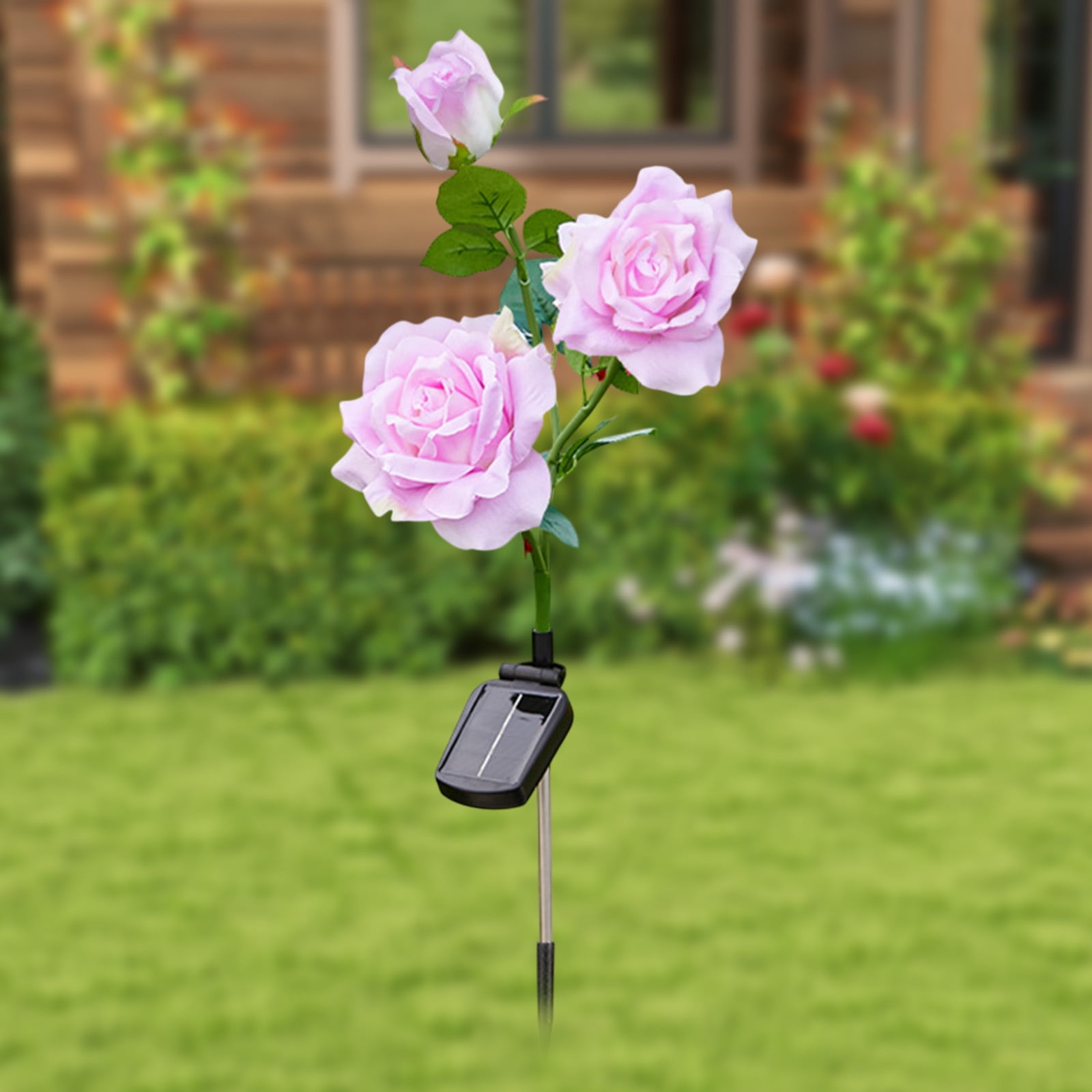 Panel Solar Rosa LED Solar Rose Lamp Outdoor Waterproof Garden Decoration | Simulation ...