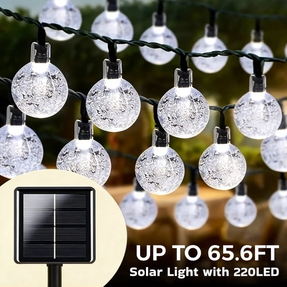 LED Solar String Lights Outdoor Crystal Ball String Light 8 Modes Lighting Solar Camping Lamp for Halloween Christmas Decoration