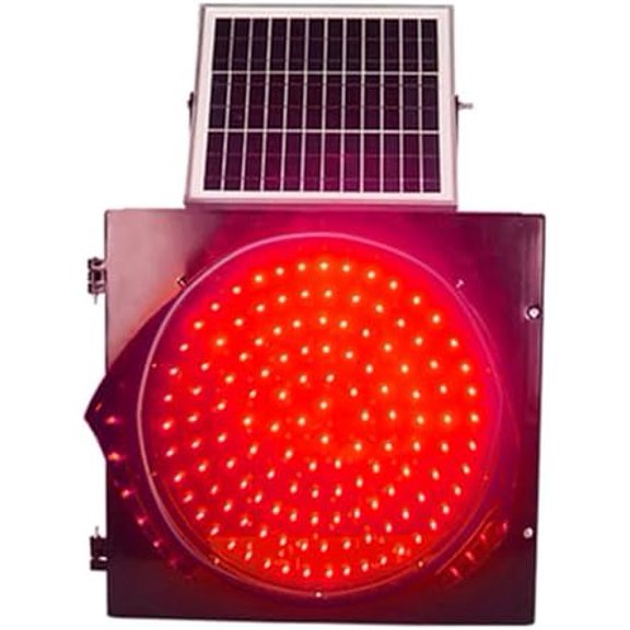 LED Solar Traffic Light, 300mm/12in Red Flashing Light, Traffic Signals Signs Lights with Solar Panel and Sun Visor, Single Flashing, for Intersections, Curves, Bridges$$Safety & Emergency