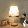 thumbnail image 1 of LED Solid Wood Desk Lamp with Linen Shade, USB Powered Reading Light for Study, Warm Night Light, Home Office Decor, 1 of 6