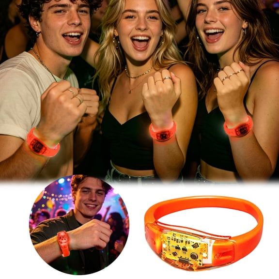 LED Sound Activated Glow Bracelet, Flashing Light Up LED Sound Activated Glow Bracelet with Music Control, Glow in Dark Party Favors for Birthday Concert Rave Wedding Camping Night Events