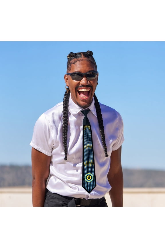 LED Light Up Tie Sound Control Necktie Accessory for Parties Bars and Events - Novelty Tie that Dances to Music