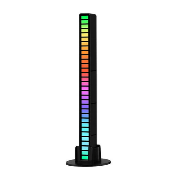 LED Sound-Reactive Rechargeable Multi-Color Color Flow LED Equalizer 32 Bit Sound Control RGB Light Bar, Horizontal/Vertical Mounting, Rechargeable, USB Charging Cable Included