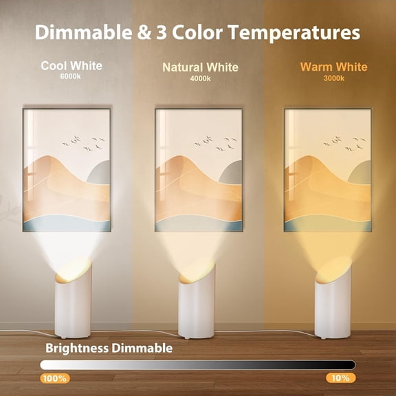 LED SpotLights - 2 Pack Uplighting Floor Can Lights with Remote and Timer, 3 Color Temperatures & Dimmable, 2 Lighting Modes for Wall Picture Painting Plants Indoor Accent Lighting, White