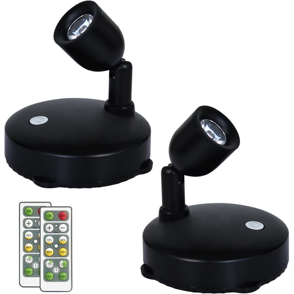 LED Spotlight, Battery Powered Picture Lights, Uplighting Indoor, Puck Lights with Remote, Small Spot Light for Wall Display Dartboard Painting Artwork Closet-Natural White