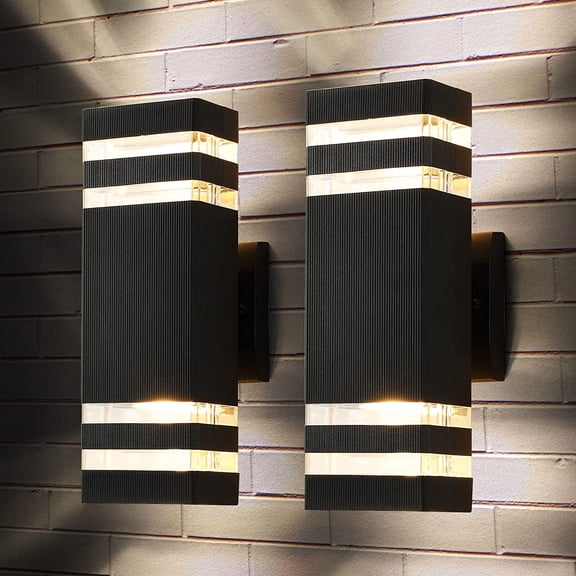 LED Square Up and Down Outdoor Wall Light 14W IP65 3000K 1100LM Warm White Aluminum 2 Layer 12 Inch Black