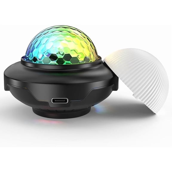 LED Disco Ball Stage Light, USB Powered Party Lighting with Color Changing Dome, Black Base