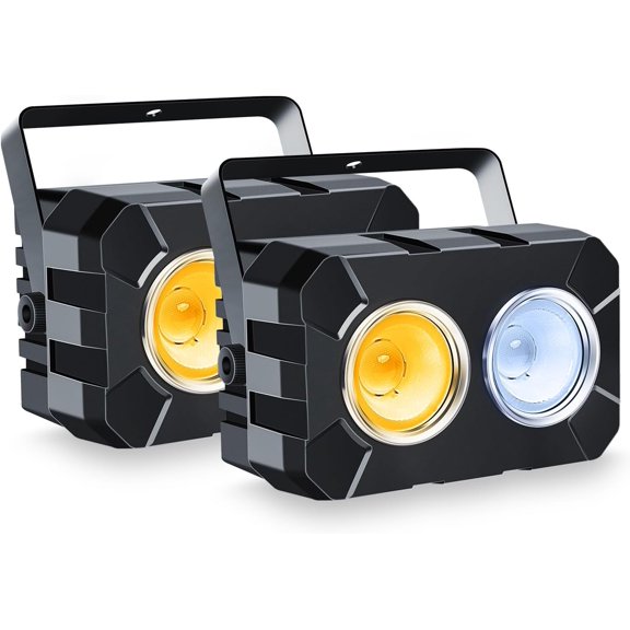 LED Stage Lights 2Pack - 120W Blinder Stage Wash Light, Cool White and Warm White COB Par Light - DMX Control - Sound Activated Uplights for Wedding Events Concert Church Theate Club Party Bar