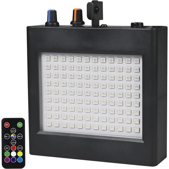 LED Stage Strobe Lights, 108 LED Super Bright Flash Strobe Lighting, Sound Control Auto Operation Strobe Speed Portable Control for DJ Christmas Party Show Club Disco Dance (Color with Remote)
