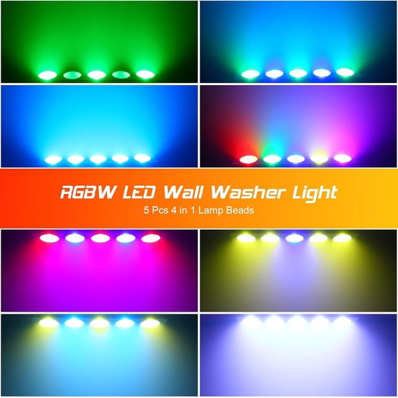 LED Stage Wash Light Bar 50W, 5PCS LEDs 4 in1 RGBW COB DJ Lights Bar with DMX & Sound Activated Control Auto Play Master Slave Modes Uplight for Wedding Live Show Stage Lighting Party