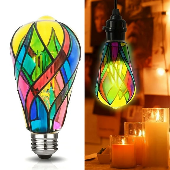 LED Stained Glass Light Bulb LED Bulbs LED Colored Light Bulb Stained Glass Bulb,for Christmas Decoration,Party,Home Lighting,Garden,Balcony