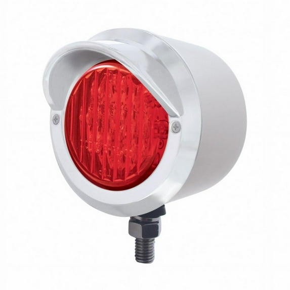 LED Stainless 2 1/2" Single Face Light w/ Visor - Red LED/Red Lens