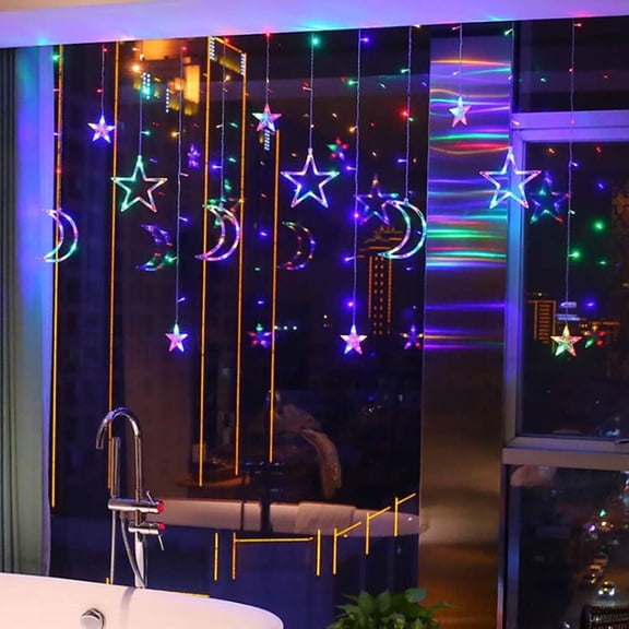LED Star Fairy String Lights for Bedroom Decoration - Fairy Lights Curtain, Moon & Stars Night Light for Home Decoration Party,Remote Control USB Powered