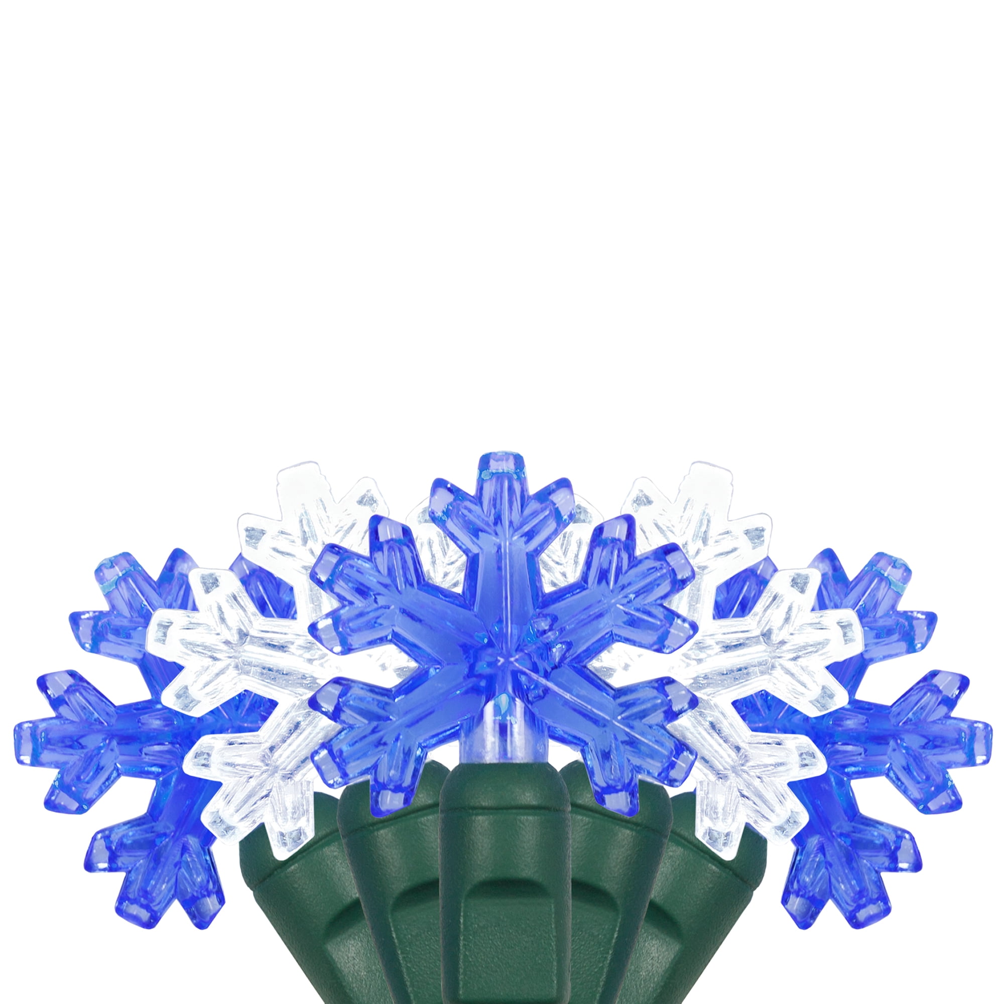 Blue and Cool White LED Snowflake Christmas Tree Lights, 17' String