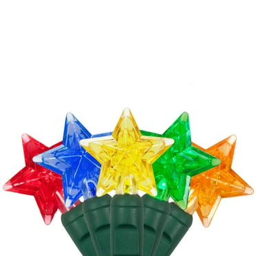 LED Star Lights String Outdoor Star Lights LED String, Snowflake Shaped Lights Outdoor Star Lights String Lights, Indoor-Outdoor (35 Lights, 17 ft, Multicolor Star Lights)