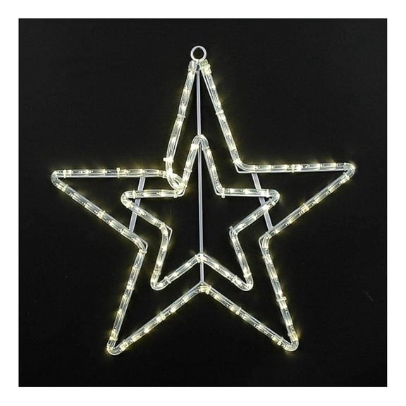 LED Star Rope Light, 20" Double Star Motif - Warm White - Indoor/Outdoor Holiday & Event Decor